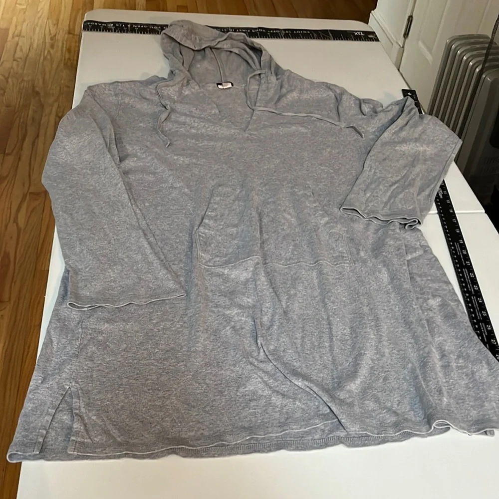 J. Crew size XL Gray hooded long loose sweatshirt cover up lounge wear